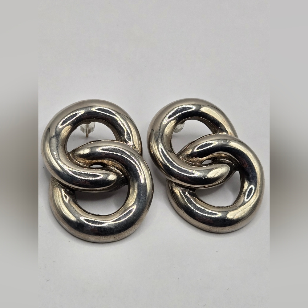 Givenchy Silver Interlocking Hoop Earrings - image 1